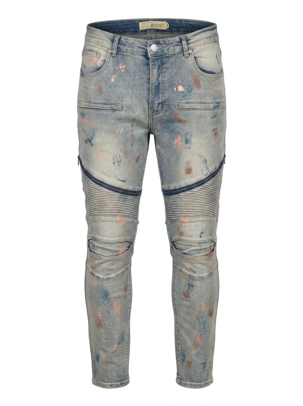 Refinery Republic Paint Splatter Distressed Moto Skinny Jeans Men Size 38